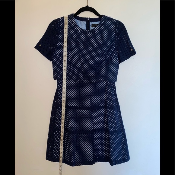 Line - Korean Women’s Navy Blue Eyelet Dress (Size: 66 Korean about US Size: 6) - Picture 3 of 16
